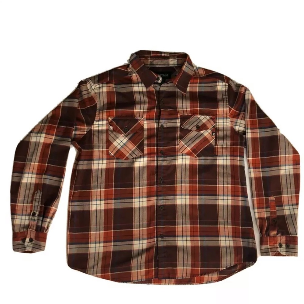 SOLD Mens Marmot XL button up plaid shirt CLEAN